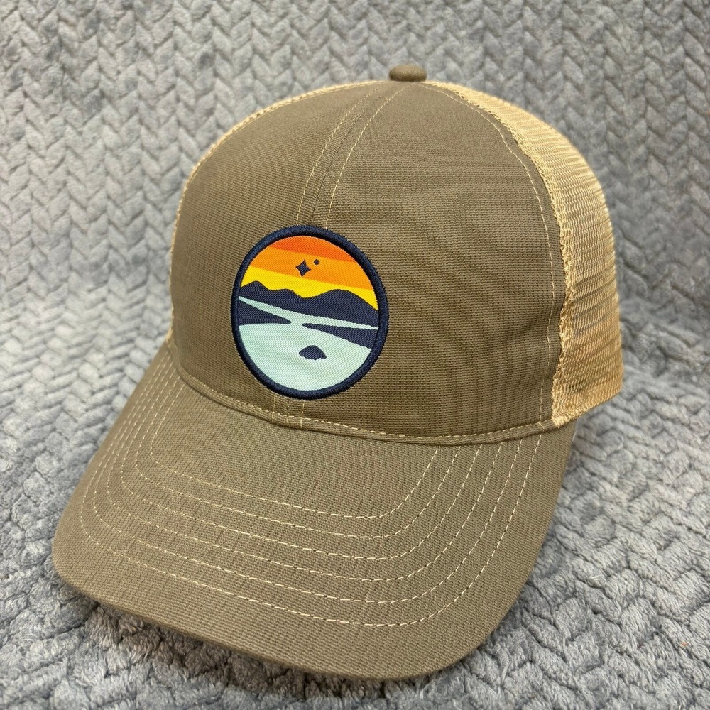 Base Level Lake Tahoe Trucker Hat Olive Green Tan Mesh Back Adjustable Cap
